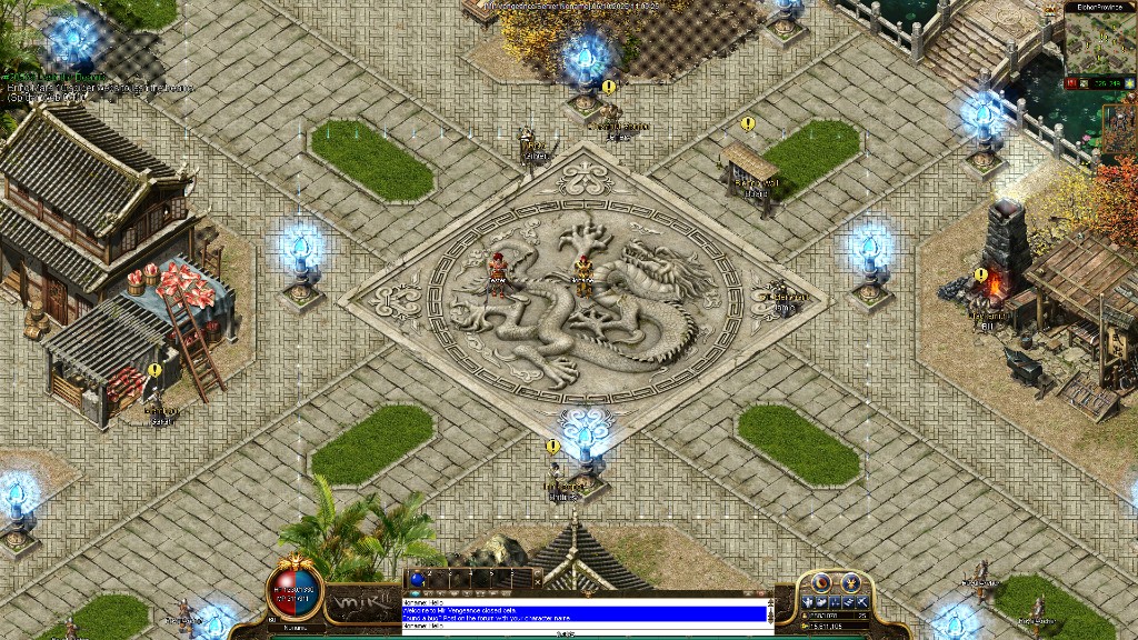 English Mir Vengeance client: Noname says hi in the plaza chat.
